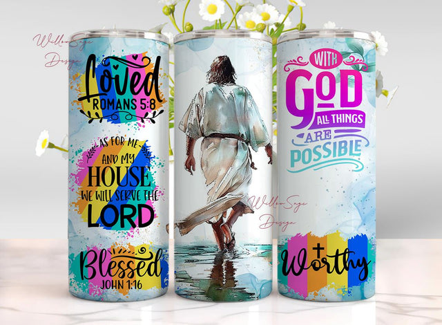 God Quotes Christian Bible Verse Religious Jesus 20oz Skinny Tumbler Wrap PNG Sublimation Design Download Sublimation WillowSageDesign 