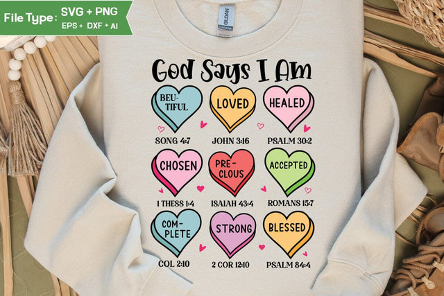 God Says I Am Valentine PNG, Valentine's Day PNG, Valentine's Day Svg Bundle, Valentine Quote Svg, SVGs, Food & Drink, Print & Cut, Quotes and Sayings SVG DesignPlante 503 