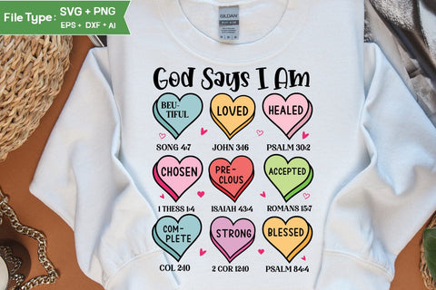God Says I Am Valentine PNG, Valentine's Day PNG, Valentine's Day Svg Bundle, Valentine Quote Svg, SVGs, Food & Drink, Print & Cut, Quotes and Sayings SVG DesignPlante 503 