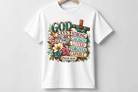 God Says You Are PNG | Christian Floral Cross Sublimation PNG SVG BillahCrafts 