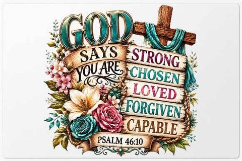 God Says You Are PNG | Christian Floral Cross Sublimation PNG SVG BillahCrafts 
