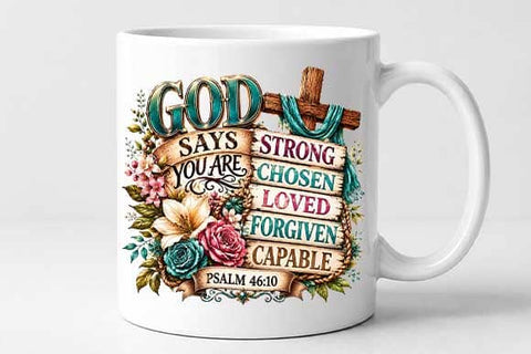 God Says You Are PNG | Christian Floral Cross Sublimation PNG SVG BillahCrafts 