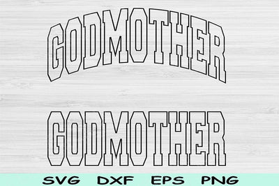 Godmother Svg Cut Files, Godmother Png, Godmother Shirt Svg Files For Cricut, Godmother Gift Svg Block Wave Text Sublimation Digital Designs SVG TiffsCraftyCreations 