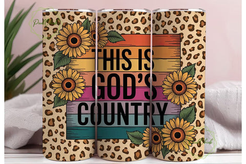 God's Country Sunflower 20oz Tumbler Sublimation PixelChick 