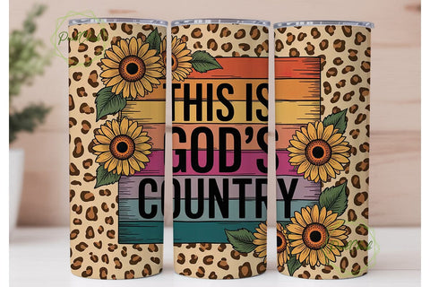 God's Country Sunflower 20oz Tumbler Sublimation PixelChick 