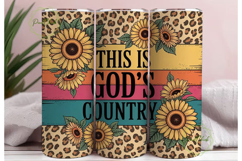 God's Country Sunflower 20oz Tumbler Sublimation PixelChick 