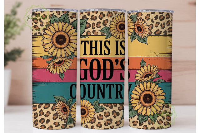 God's Country Sunflower 20oz Tumbler Sublimation PixelChick 