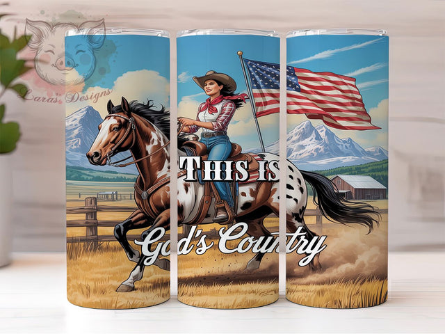 God’s Country Western Cowgirl Tumbler, American Cowgirl PNG, God’s Country Tumbler Design, 20oz Skinny Tumbler Wrap, Rustic Western Sublimation, Country Girl Tumbler Wrap Sublimation Lara' s Designs 
