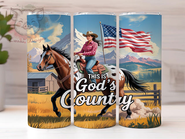 God’s Country Western Cowgirl Tumbler, American Cowgirl PNG, God’s Country Tumbler Design, 20oz Skinny Tumbler Wrap, Rustic Western Sublimation, Country Girl Tumbler Wrap Sublimation Lara' s Designs 