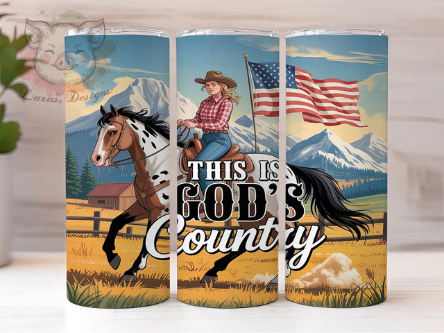 God’s Country Western Cowgirl Tumbler, American Cowgirl PNG, God’s Country Tumbler Design, 20oz Skinny Tumbler Wrap, Rustic Western Sublimation, Country Girl Tumbler Wrap Sublimation Lara' s Designs 