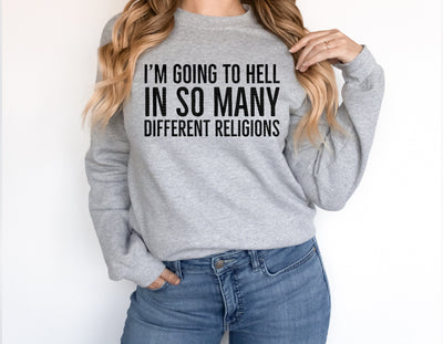 Going to Hell Different Religions PNG | Dark Humor Quote Design | Sarcastic Statement Typography Sublimation Crafting After Dark 