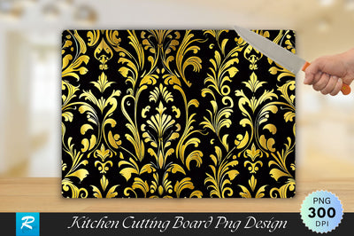 Gold and Black Damask Background Cutting Board Sublimation Regulrcrative 