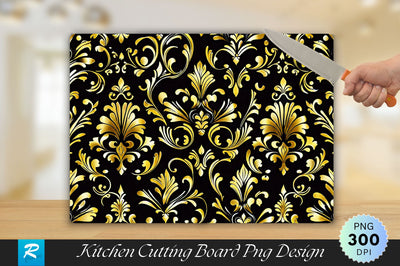 Gold and Black Damask Background Cutting Board Sublimation Regulrcrative 