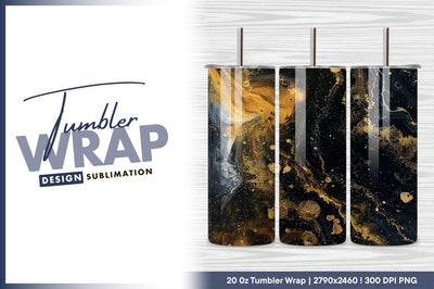Gold and black fluid art tumbler png Sublimation Regulrcrative 