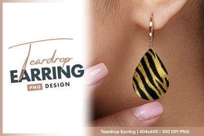 Gold and black pattern teardrop earring png Sublimation Regulrcrative 
