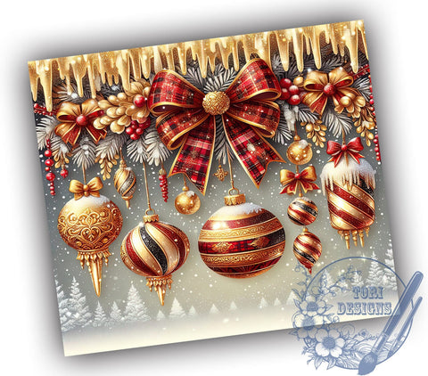 Gold And Red Christmas Glitter 20oz Skinny Tumbler PNG, Christmas Glitter Tumbler Wrap, Sublimation Design, Straight & Tapered Tumbler Wrap, Instant Digital Download Sublimation ToriDesigns 