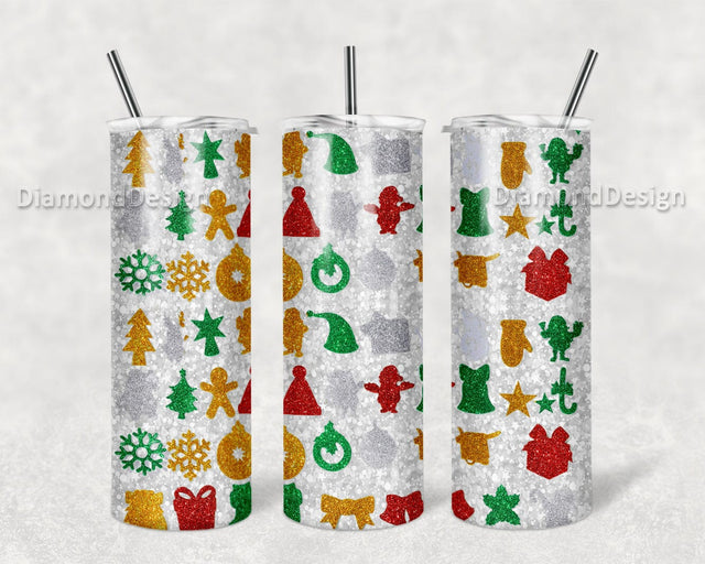 Gold And Red Christmas Glitter 20oz Tumbler Wrap PNG Download, Glitter, Skinny Tumbler wrap 20 oz PNG, Digital download, Sublimation Sublimation DiamondDesign 
