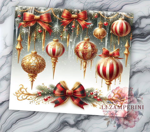 Gold And Red Christmas Glitter 20oz Tumbler Wrap PNG, Merry Christmas Tumbler PNG Sublimation Design, Straight & Tapered Tumbler Wrap, Instant Digital Download Sublimation Li Zamperini 