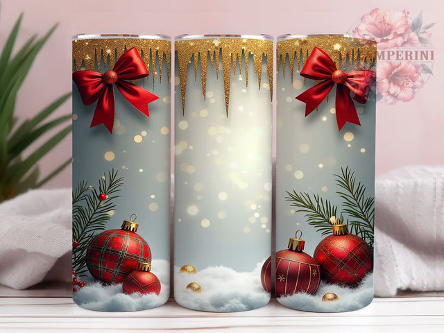 Gold And Red Christmas Glitter 20oz Tumbler Wrap PNG, Merry Christmas Tumbler PNG Sublimation Design, Straight & Tapered Tumbler Wrap, Instant Digital Download Sublimation Li Zamperini 