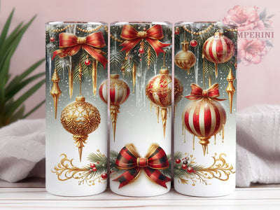 Gold And Red Christmas Glitter 20oz Tumbler Wrap PNG, Merry Christmas Tumbler PNG Sublimation Design, Straight & Tapered Tumbler Wrap, Instant Digital Download Sublimation Li Zamperini 