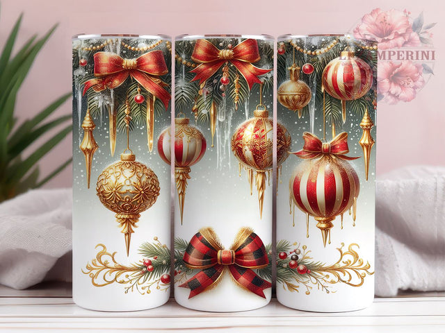 Gold And Red Christmas Glitter 20oz Tumbler Wrap PNG, Merry Christmas Tumbler PNG Sublimation Design, Straight & Tapered Tumbler Wrap, Instant Digital Download Sublimation Li Zamperini 