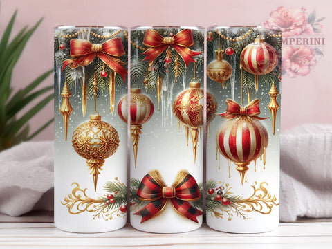Gold And Red Christmas Glitter 20oz Tumbler Wrap PNG, Merry Christmas Tumbler PNG Sublimation Design, Straight & Tapered Tumbler Wrap, Instant Digital Download Sublimation Li Zamperini 