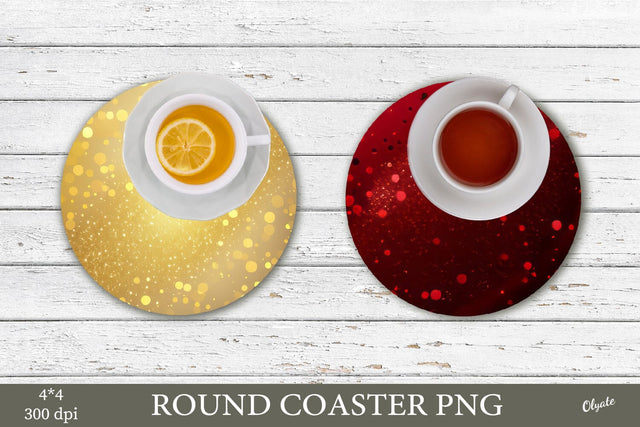 Gold and Red Sequins Round Coaster PNG. Coaster Sublimation Sublimation Olga Terlyanskaya 