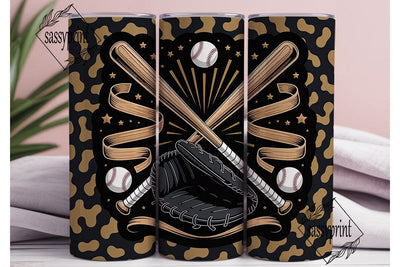 Gold Baseball Sports Tumbler Wrap Sublimation sassyprint 