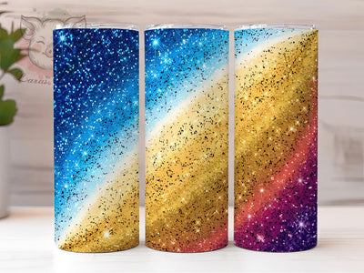 Gold Blue Glitter Ombre Tumbler Wrap, Ombre Glitter Wrap, 20oz Sublimation Wrap, Sparkle Gradient Cup, Shimmer Tumbler Design, Elegant Glitter Wrap, Glam Ombre Tumbler Sublimation Lara' s Designs 