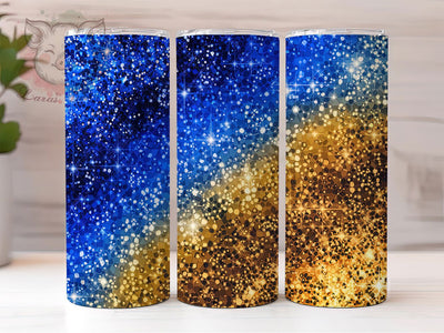 Gold Blue Glitter Ombre Tumbler Wrap, Ombre Glitter Wrap, 20oz Sublimation Wrap, Sparkle Gradient Cup, Shimmer Tumbler Design, Elegant Glitter Wrap, Glam Ombre Tumbler Sublimation Lara' s Designs 