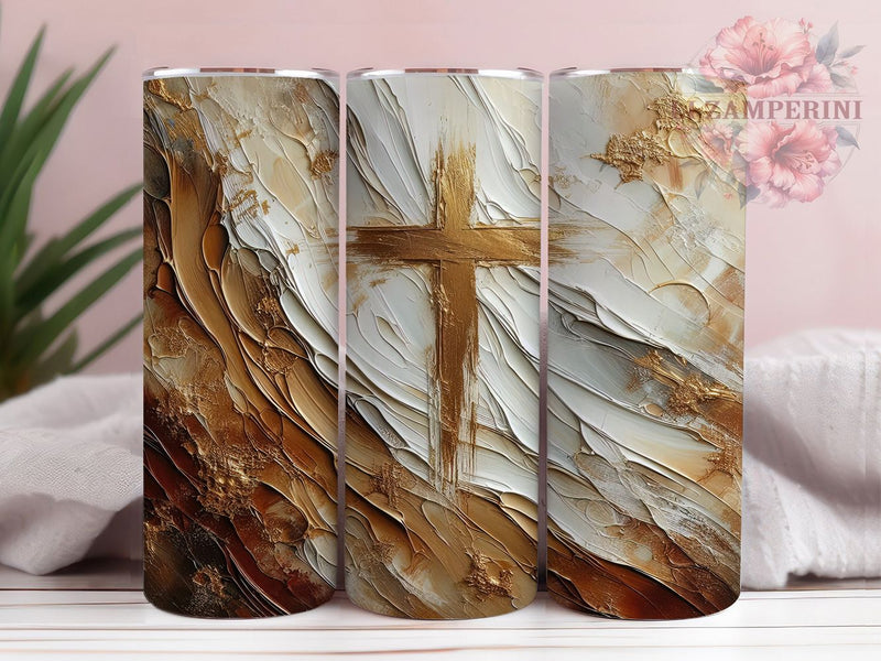 Gold Brushstroke Faith Cross Tumbler, Easter Faith Tumbler, Oil Brushstroke Wrap, Stylish 20oz Wrap, Sublimation Design, Trendy Gift Idea, Inspirational Christian Tumbler Sublimation Li Zamperini 