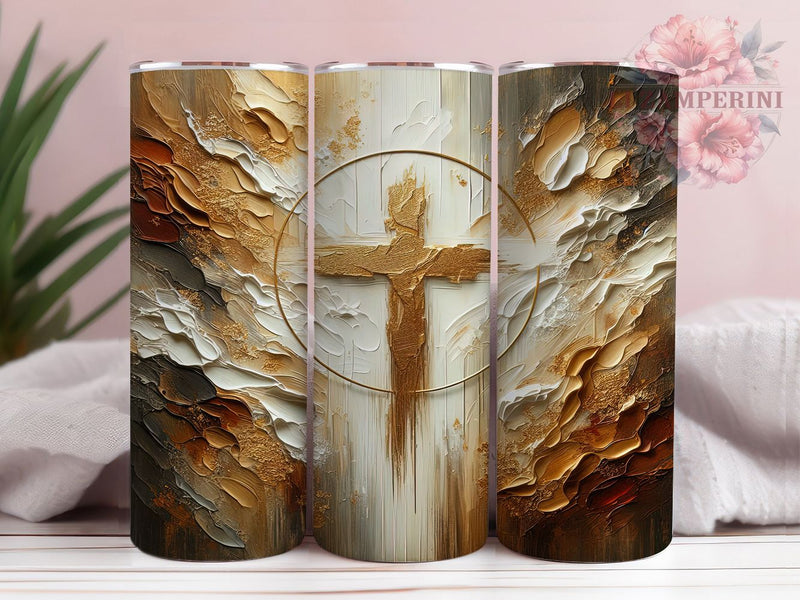 Gold Brushstroke Faith Cross Tumbler, Easter Faith Tumbler, Oil Brushstroke Wrap, Stylish 20oz Wrap, Sublimation Design, Trendy Gift Idea, Inspirational Christian Tumbler Sublimation Li Zamperini 