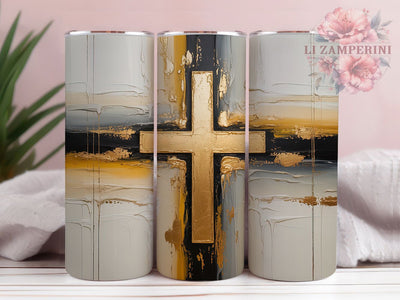 Gold Brushstroke Faith Cross Tumbler, Easter Faith Tumbler, Oil Brushstroke Wrap, Stylish 20oz Wrap, Sublimation Design, Trendy Gift Idea, Inspirational Christian Tumbler Sublimation Li Zamperini 