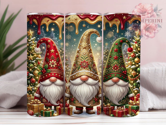 Gold Christmas Gnomes 20oz Tumbler, Gold Christmas Gnome, Christmas Gnomes, Gold Gnome Tumbler, Gnome Tumbler Wrap, 20oz Tumbler Wrap, Christmas Gnome PNG, Gold Gnome PNG Sublimation Li Zamperini 