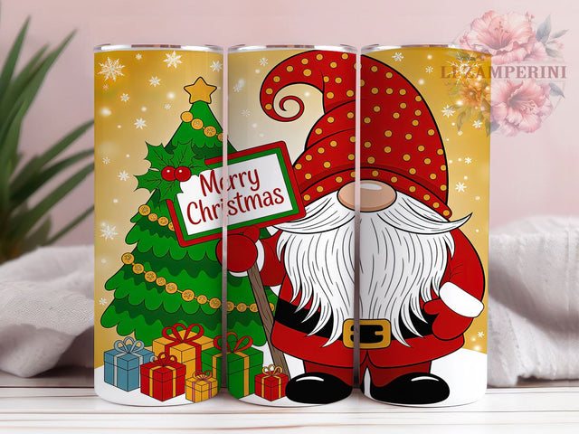 Gold Christmas Holiday Gnome Tumbler, Festive Holiday Gnome, Gold Christmas Design, 20Oz Wrap Design, Christmas Sublimation, Sparkly Holiday Art, Golden Gnome Theme Sublimation Li Zamperini 