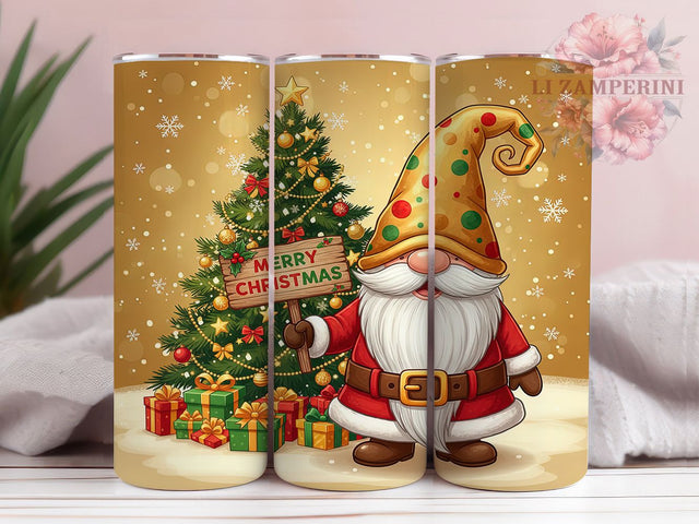 Gold Christmas Holiday Gnome Tumbler, Festive Holiday Gnome, Gold Christmas Design, 20Oz Wrap Design, Christmas Sublimation, Sparkly Holiday Art, Golden Gnome Theme Sublimation Li Zamperini 