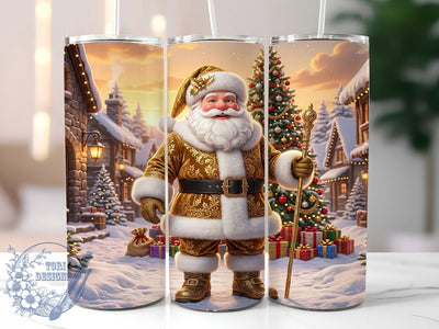 Gold Christmas Santa 20oz Tumbler, Gold Christmas Santa, Christmas Santa, Santa Tumbler PNG, Gold Santa Tumbler, Gold Christmas PNG, Christmas Tumbler, Holiday Santa PNG Sublimation ToriDesigns 