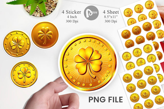 Gold Coin Sticker Sublimation artnoy 