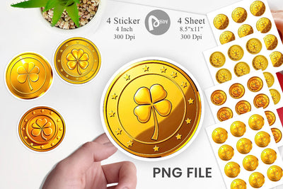 Gold Coin Sticker Sublimation artnoy 
