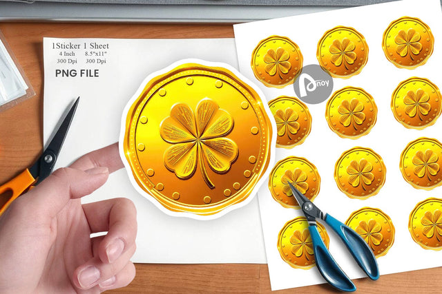 Gold Coin Sticker Sublimation artnoy 