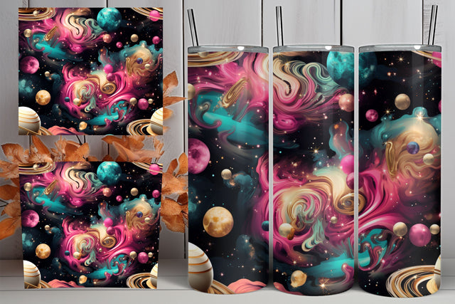 Gold Cosmic tumbler wrap | pink tumbler sublimation Sublimation FloridPrintables 