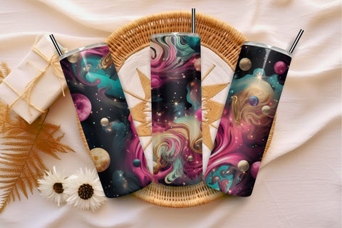 Gold Cosmic tumbler wrap | pink tumbler sublimation Sublimation FloridPrintables 