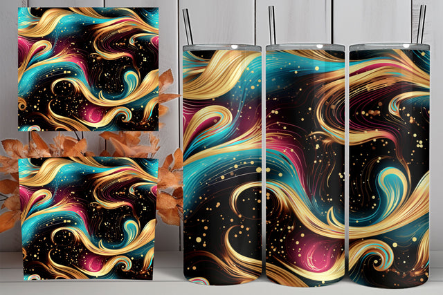 Gold Cosmos tumbler wrap | Infinite Pink tumbler wrap Sublimation FloridPrintables 