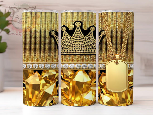 Gold Crown Crystal 20oz Tumbler, Gold Crown Crystal, Gold Crown Tumbler, Crown Tumbler PNG, Crystal Tumbler PNG, Gold Crown PNG, Gold Crystal PNG, Crystal Crown PNG Sublimation Lara' s Designs 