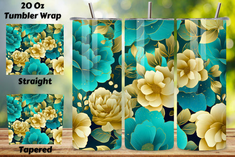 Gold Floral Mirage Tumbler Wrap | Sublimation PNG design Sublimation FloridPrintables 