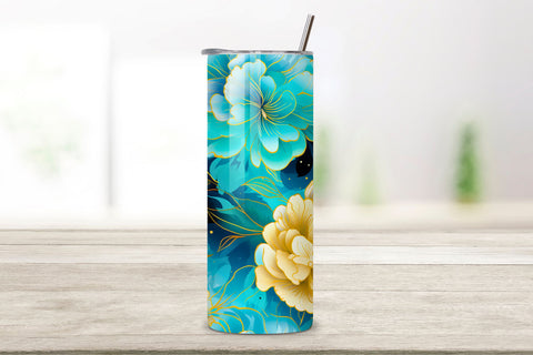 Gold Floral Mirage Tumbler Wrap | Sublimation PNG design Sublimation FloridPrintables 