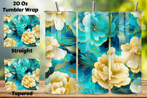 Gold Floral Mirage Tumbler Wrap | Sublimation PNG design Sublimation FloridPrintables 