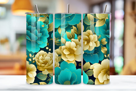 Gold Floral Mirage Tumbler Wrap | Sublimation PNG design Sublimation FloridPrintables 