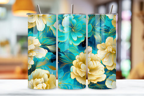 Gold Floral Mirage Tumbler Wrap | Sublimation PNG design Sublimation FloridPrintables 