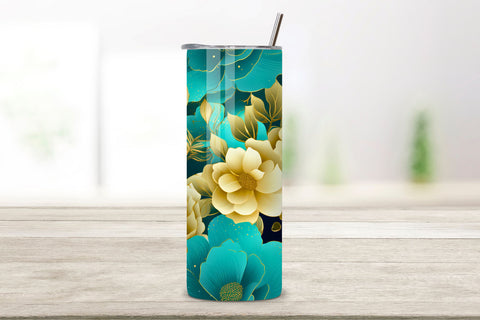 Gold Floral Mirage Tumbler Wrap | Sublimation PNG design Sublimation FloridPrintables 